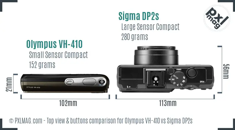 Olympus VH-410 vs Sigma DP2s top view buttons comparison