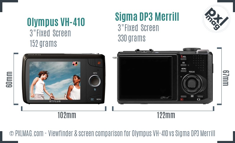 Olympus VH-410 vs Sigma DP3 Merrill Screen and Viewfinder comparison