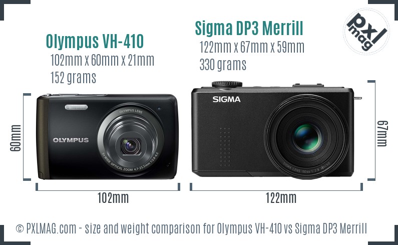 Olympus VH-410 vs Sigma DP3 Merrill size comparison Olympus VH-410 vs Sigma DP3 Merrill size comparison