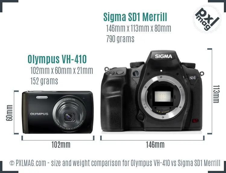 Olympus VH-410 vs Sigma SD1 Merrill size comparison Olympus VH-410 vs Sigma SD1 Merrill size comparison