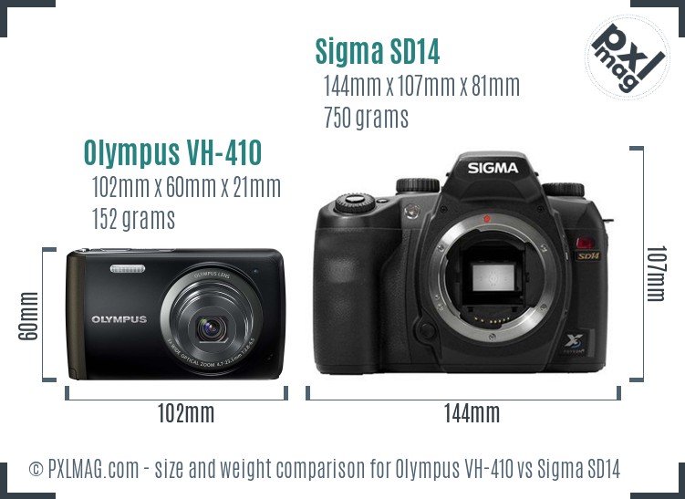 Olympus VH-410 vs Sigma SD14 size comparison Olympus VH-410 vs Sigma SD14 size comparison