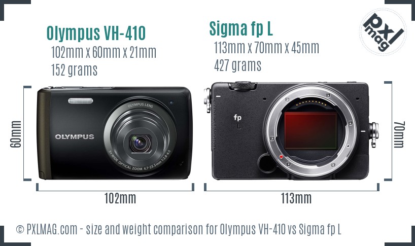 Olympus VH-410 vs Sigma fp L size comparison