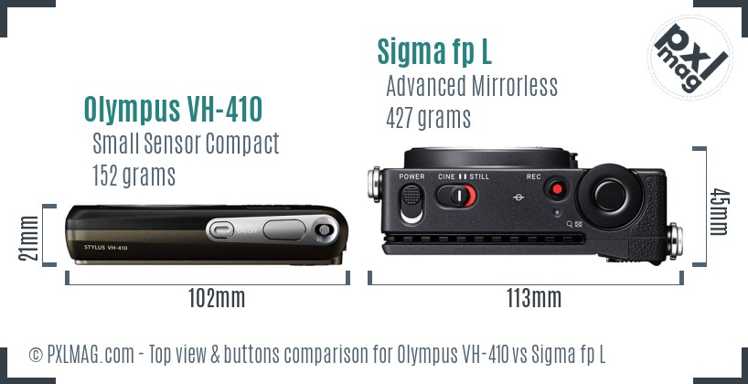 Olympus VH-410 vs Sigma fp L top view buttons comparison