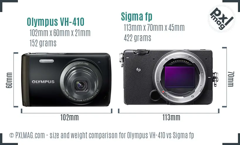 Olympus VH-410 vs Sigma fp size comparison