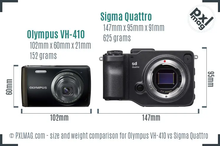 Olympus VH-410 vs Sigma Quattro size comparison