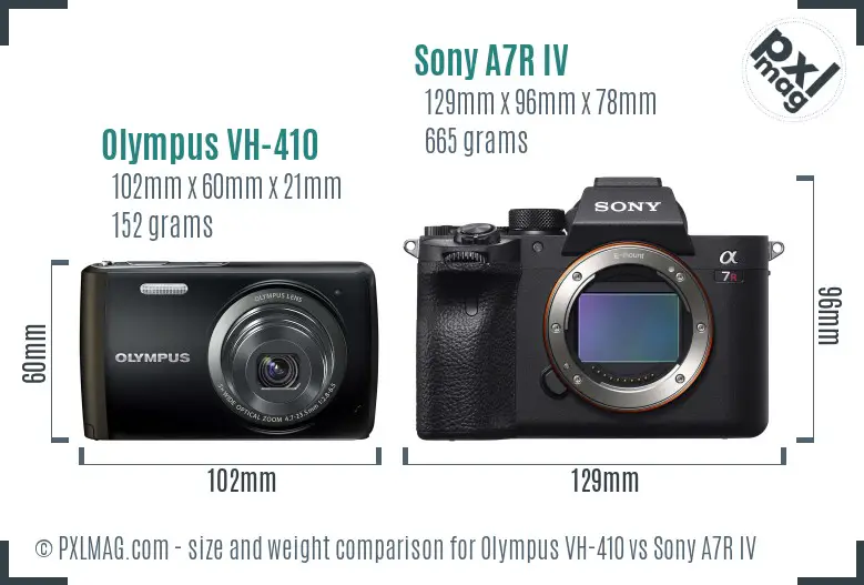 Olympus VH-410 vs Sony A7R IV size comparison