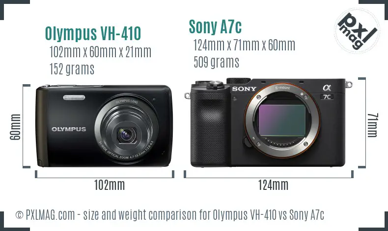Olympus VH-410 vs Sony A7c size comparison