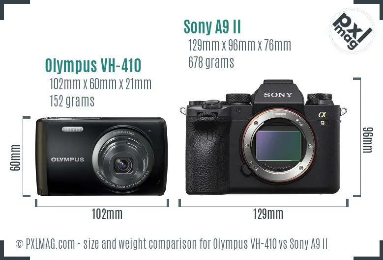 Olympus VH-410 vs Sony A9 II size comparison