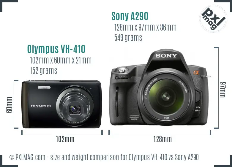 Olympus VH-410 vs Sony A290 size comparison