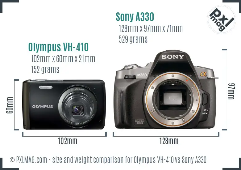Olympus VH-410 vs Sony A330 size comparison