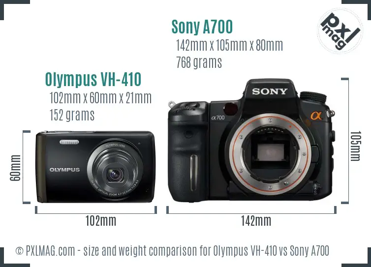Olympus VH-410 vs Sony A700 size comparison