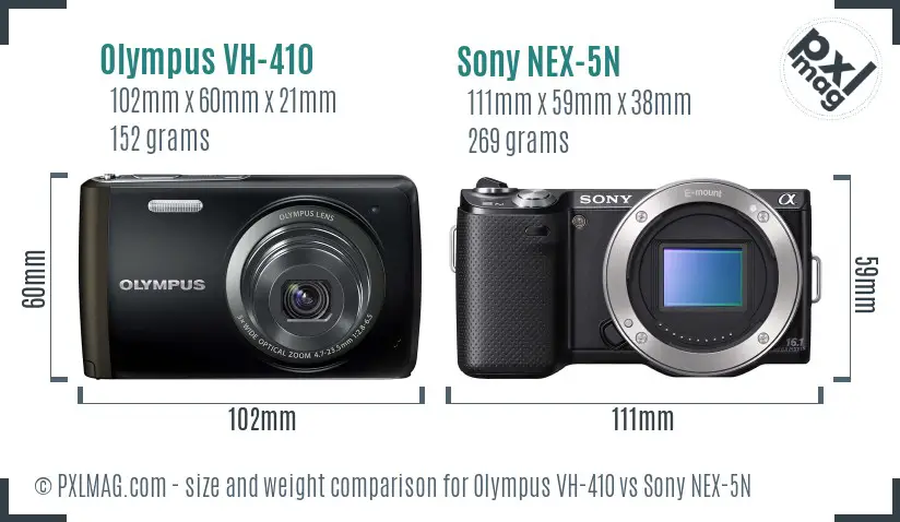 Olympus VH-410 vs Sony NEX-5N size comparison