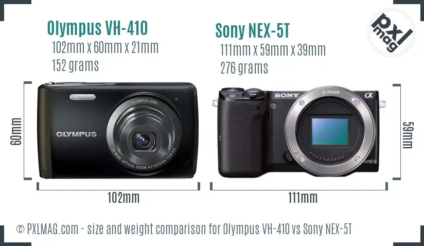 Olympus VH-410 vs Sony NEX-5T size comparison