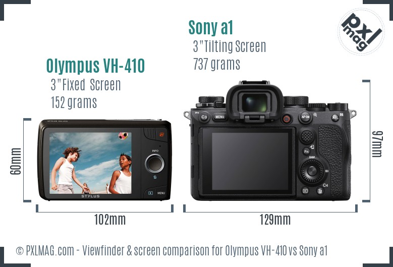 Olympus VH-410 vs Sony a1 Screen and Viewfinder comparison