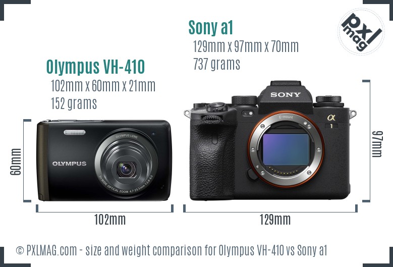 Olympus VH-410 vs Sony a1 size comparison Olympus VH-410 vs Sony a1 size comparison