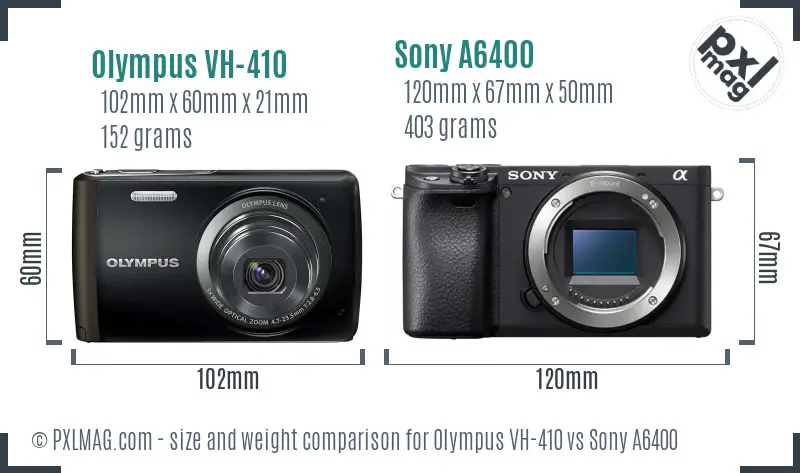 Olympus VH-410 vs Sony A6400 size comparison