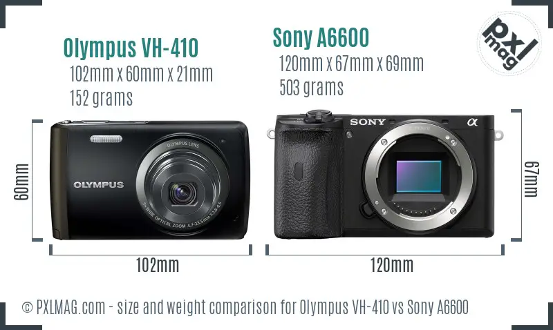Olympus VH-410 vs Sony A6600 size comparison