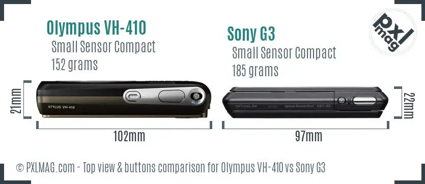 Olympus VH-410 vs Sony G3 top view buttons comparison