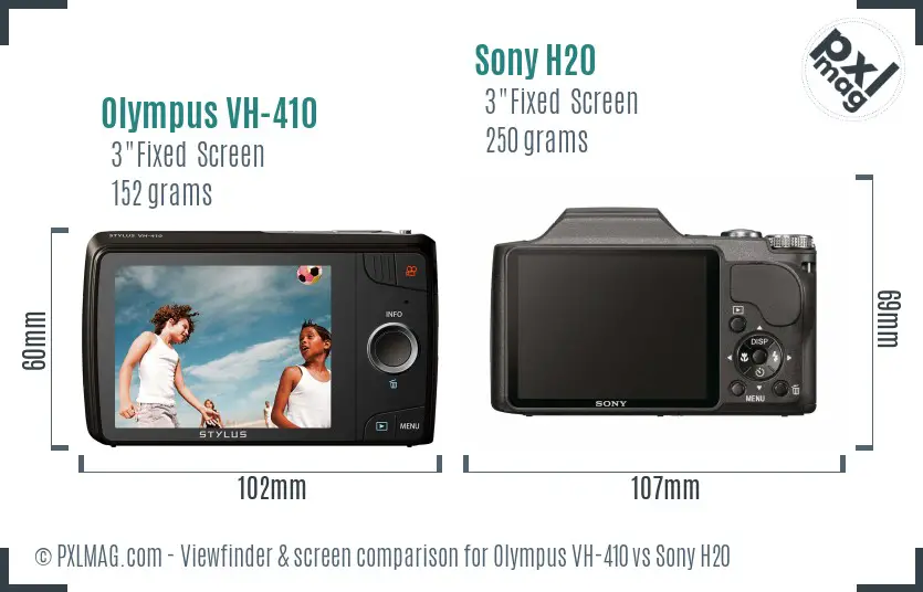Olympus VH-410 vs Sony H20 Screen and Viewfinder comparison