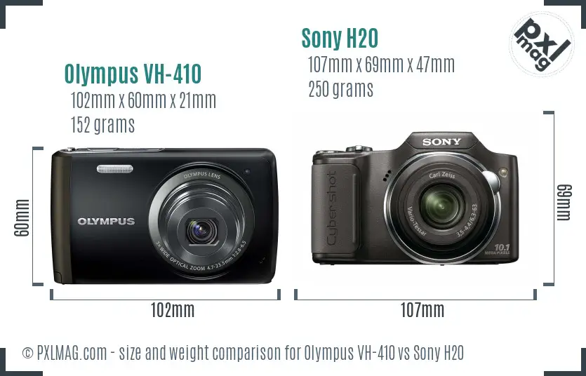 Olympus VH-410 vs Sony H20 size comparison