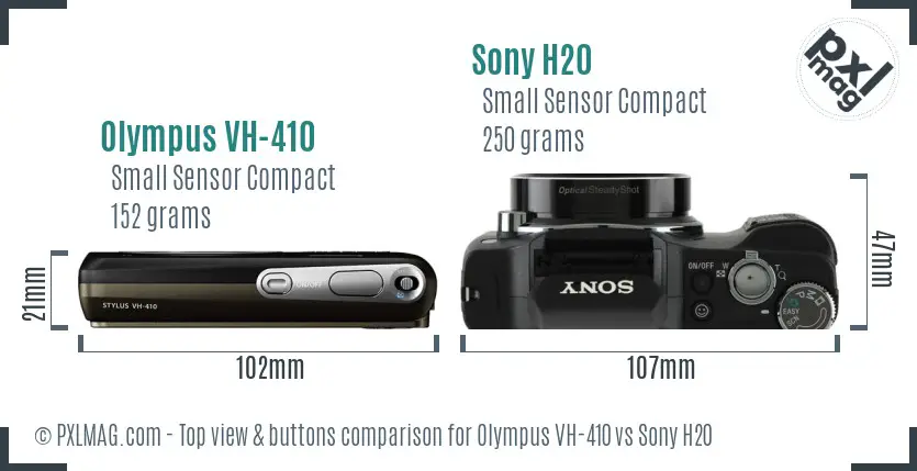 Olympus VH-410 vs Sony H20 top view buttons comparison