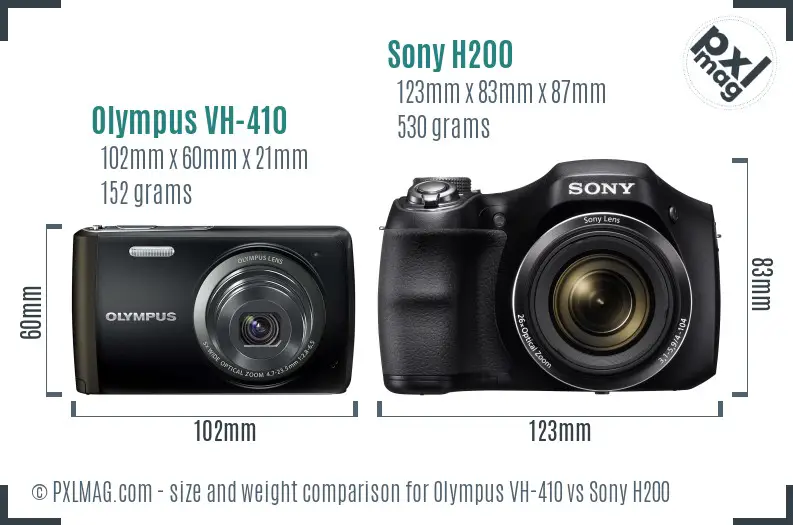 Olympus VH-410 vs Sony H200 size comparison