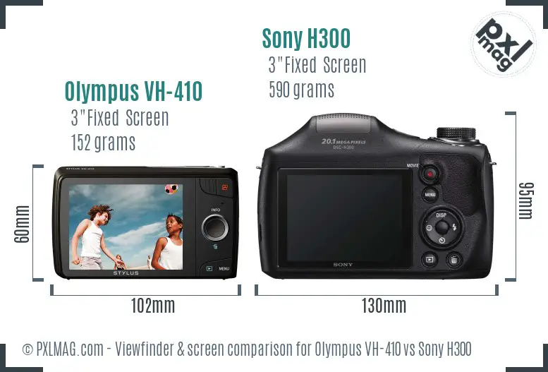 Olympus VH-410 vs Sony H300 Screen and Viewfinder comparison