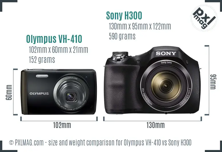Olympus VH-410 vs Sony H300 size comparison