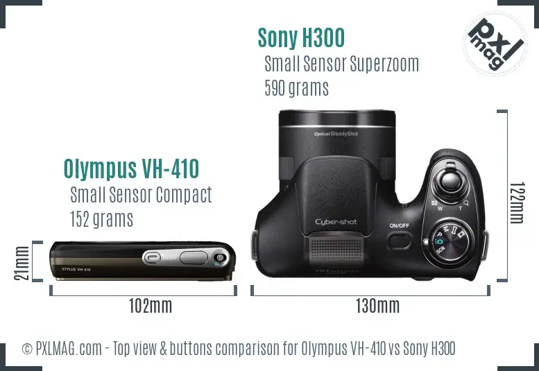 Olympus VH-410 vs Sony H300 top view buttons comparison