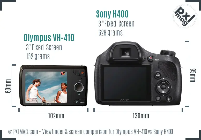 Olympus VH-410 vs Sony H400 Screen and Viewfinder comparison