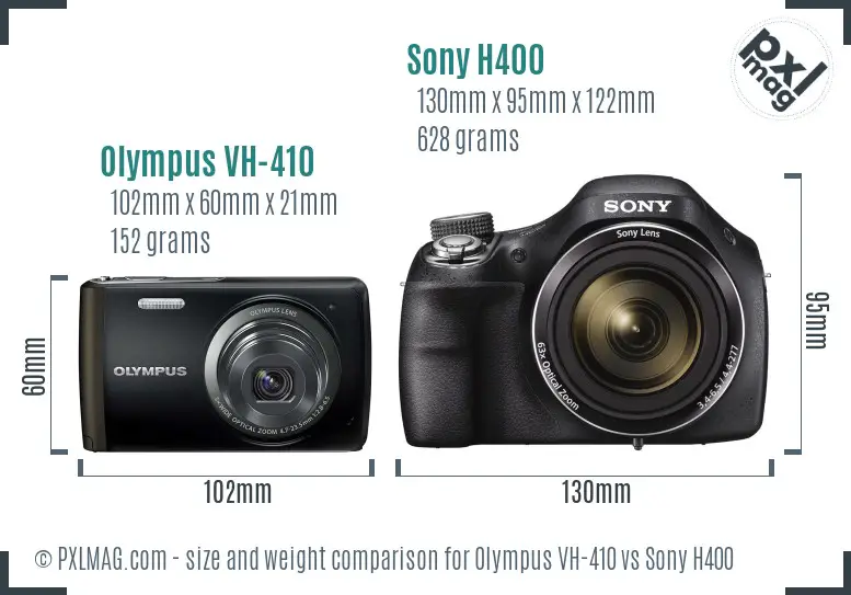 Olympus VH-410 vs Sony H400 size comparison