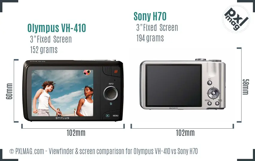 Olympus VH-410 vs Sony H70 Screen and Viewfinder comparison