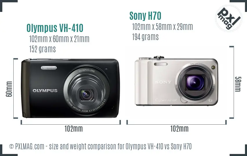 Olympus VH-410 vs Sony H70 size comparison