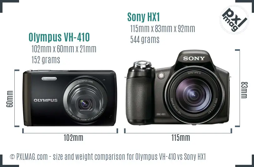 Olympus VH-410 vs Sony HX1 size comparison