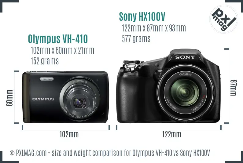 Olympus VH-410 vs Sony HX100V size comparison