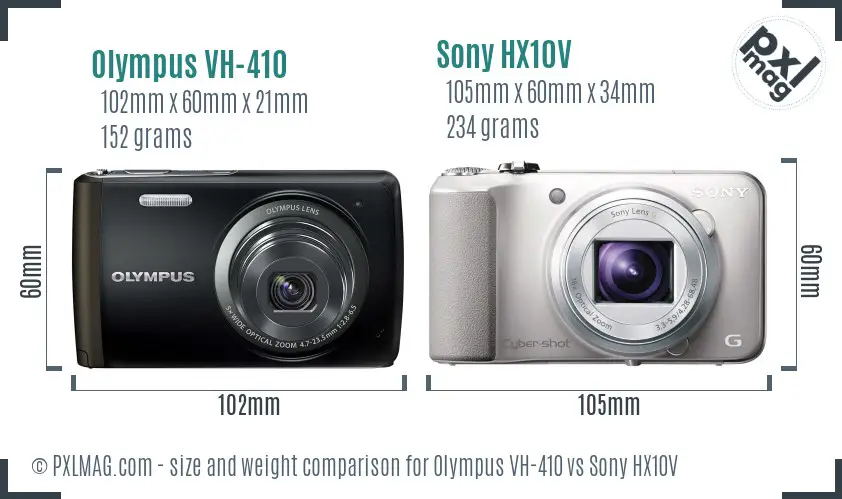 Olympus VH-410 vs Sony HX10V size comparison