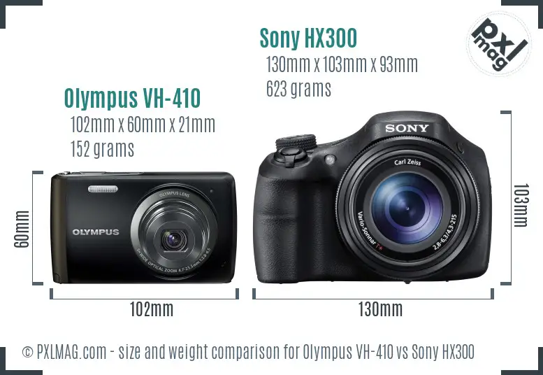 Olympus VH-410 vs Sony HX300 size comparison