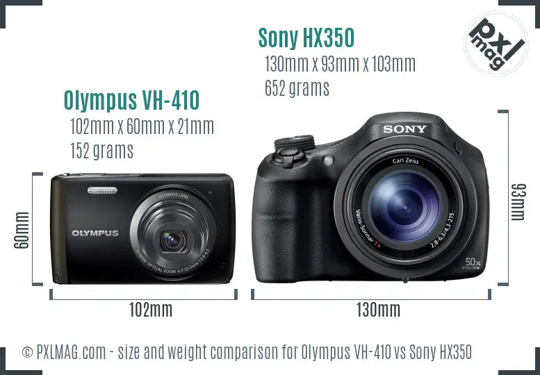 Olympus VH-410 vs Sony HX350 size comparison