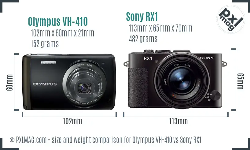 Olympus VH-410 vs Sony RX1 size comparison