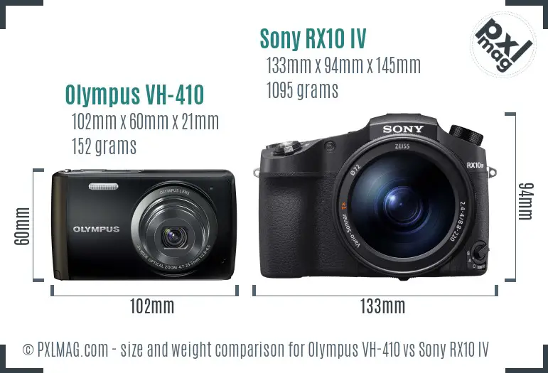 Olympus VH-410 vs Sony RX10 IV size comparison
