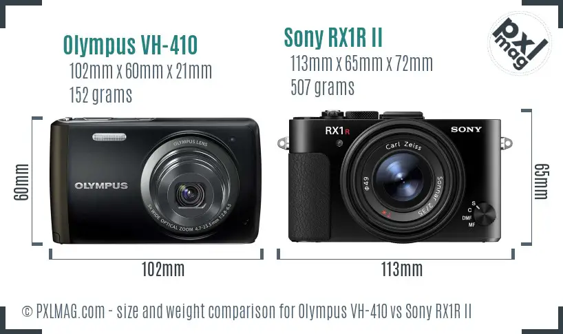 Olympus VH-410 vs Sony RX1R II size comparison