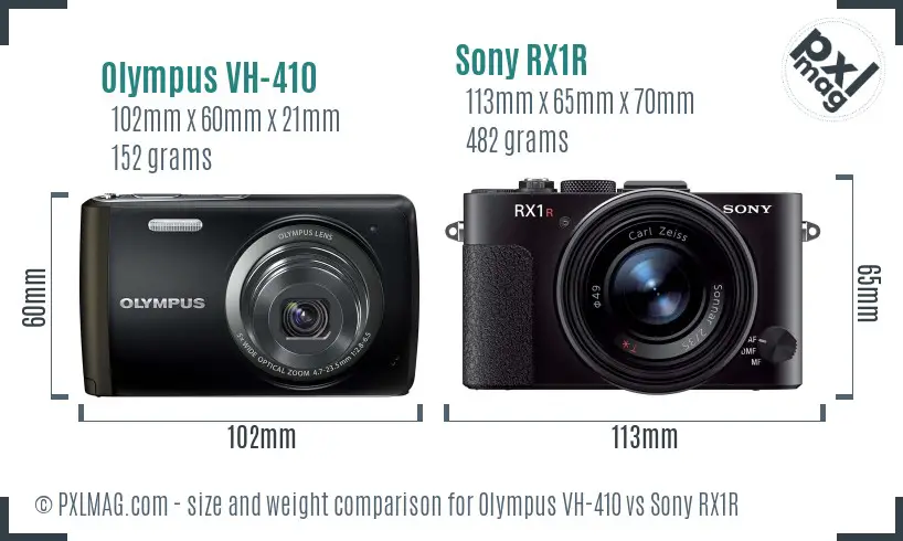 Olympus VH-410 vs Sony RX1R size comparison