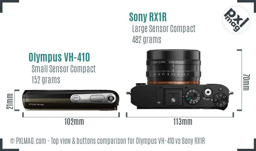Olympus VH-410 vs Sony RX1R top view buttons comparison