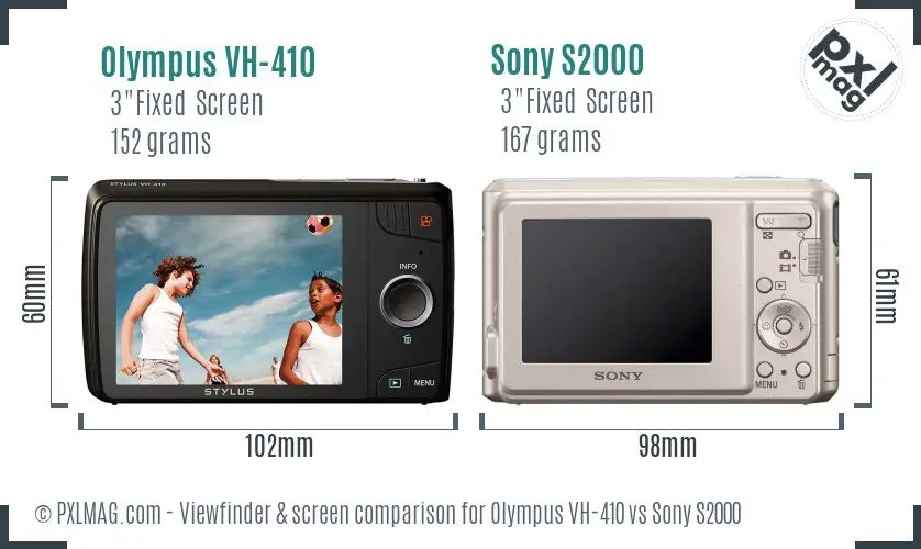 Olympus VH-410 vs Sony S2000 Screen and Viewfinder comparison