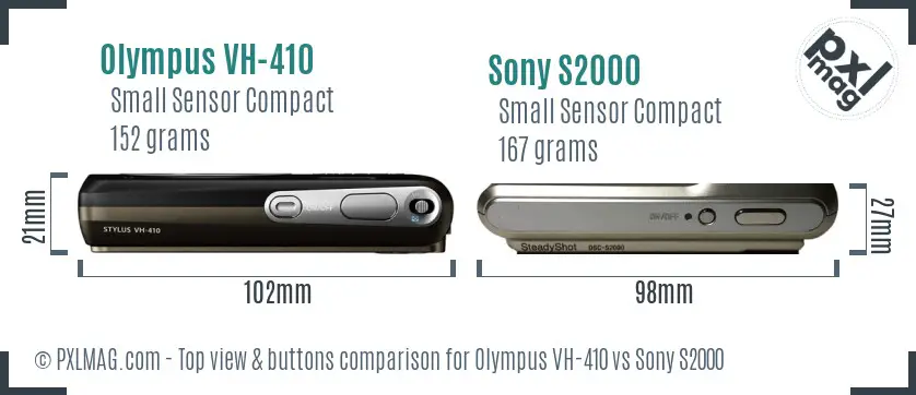 Olympus VH-410 vs Sony S2000 top view buttons comparison