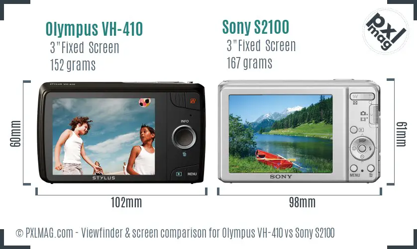 Olympus VH-410 vs Sony S2100 Screen and Viewfinder comparison