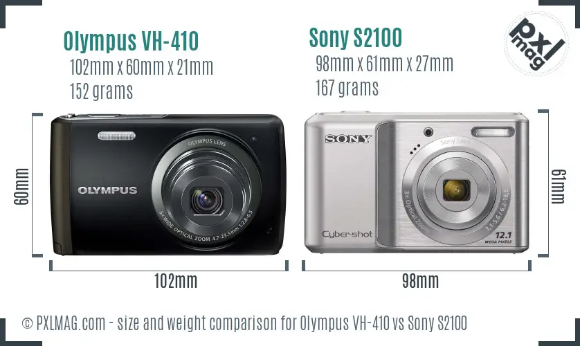 Olympus VH-410 vs Sony S2100 size comparison