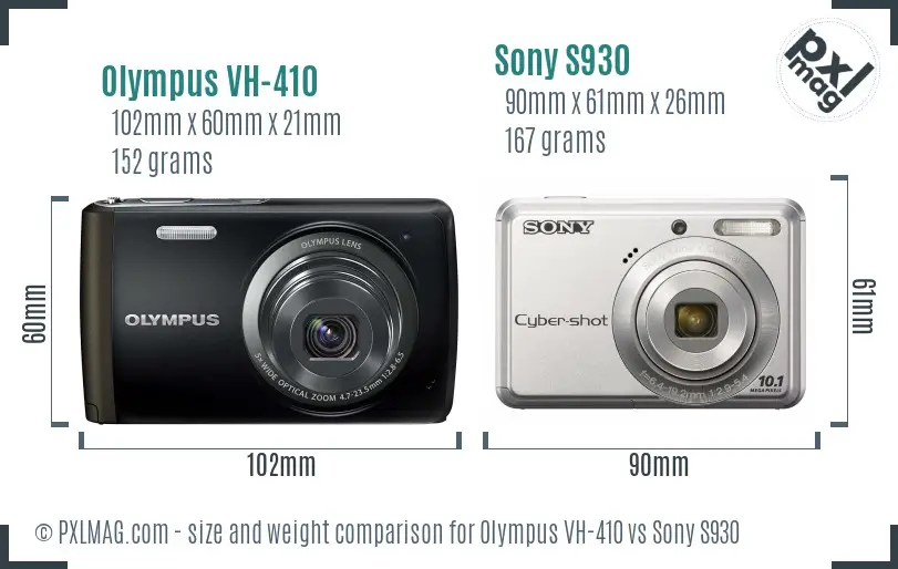 Olympus VH-410 vs Sony S930 size comparison