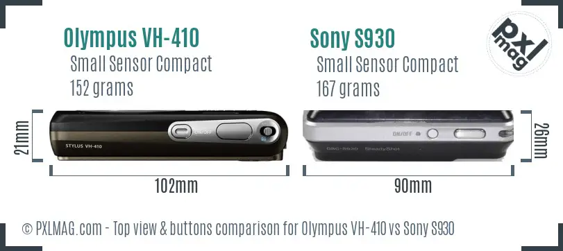 Olympus VH-410 vs Sony S930 top view buttons comparison