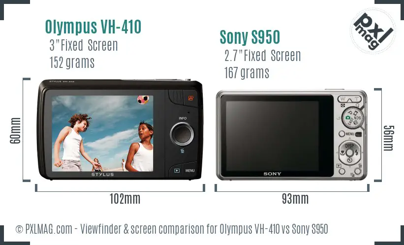 Olympus VH-410 vs Sony S950 Screen and Viewfinder comparison